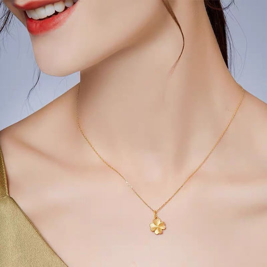 Women's Vietnam Placer Gold Lucky Four-leaf Clover Imitation Pure Necklaces