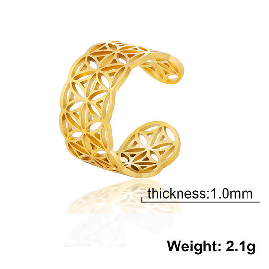 Women's Adjustable Stainless Steel Sacred Geometric For Charm Rings