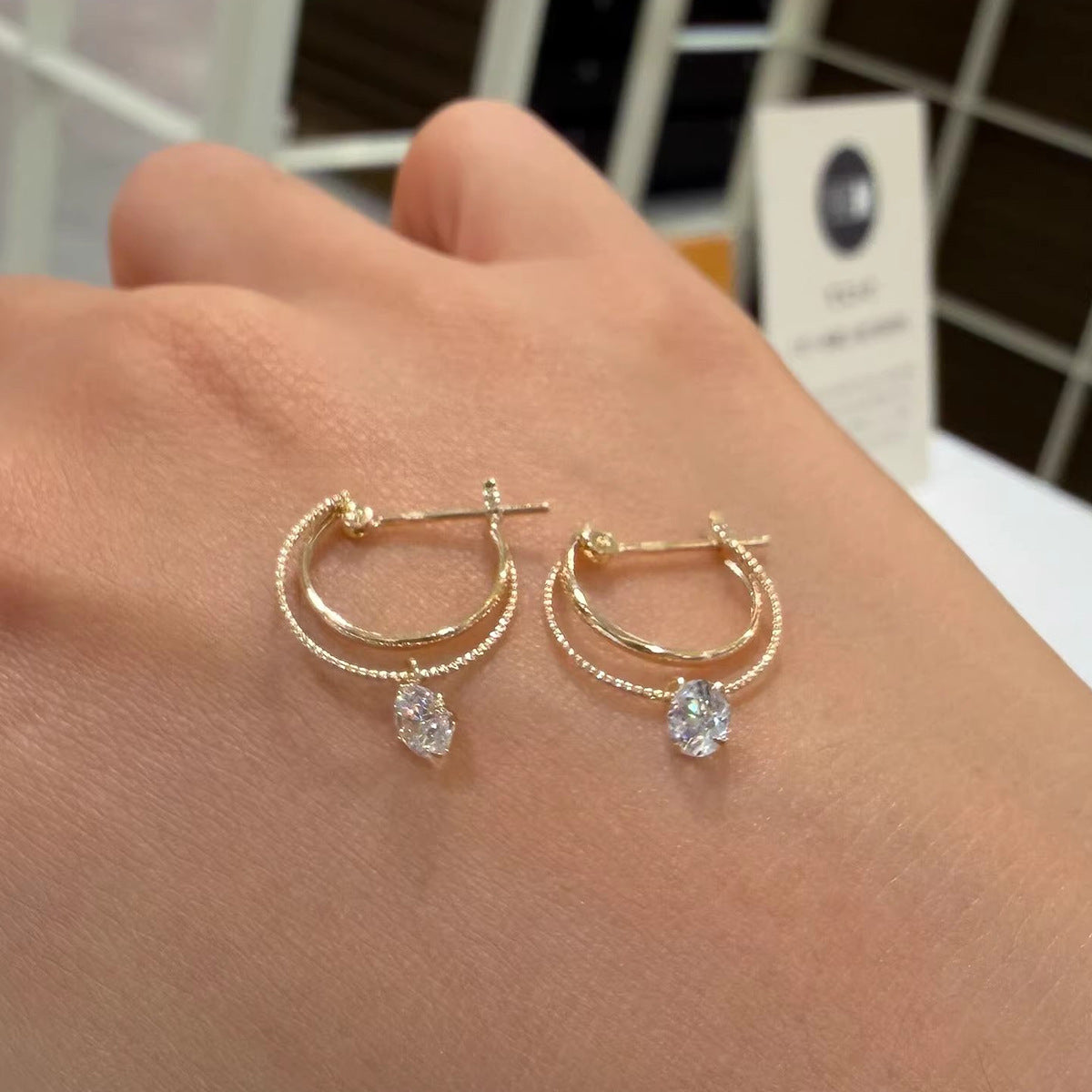 Women's Style Front Rear Wear Double Water Drop Zircon Light Luxury Earrings