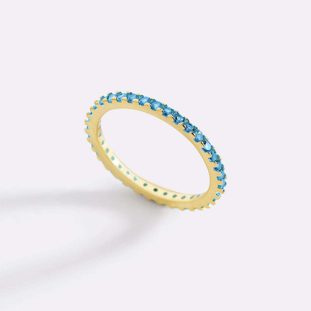 Women's Colorful Full Diamond Twin Birthstones Zircon Niche Rings