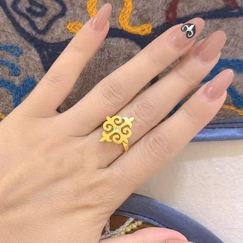 Kazakh Element Open Ethnic Style Simple Niche Index Ring