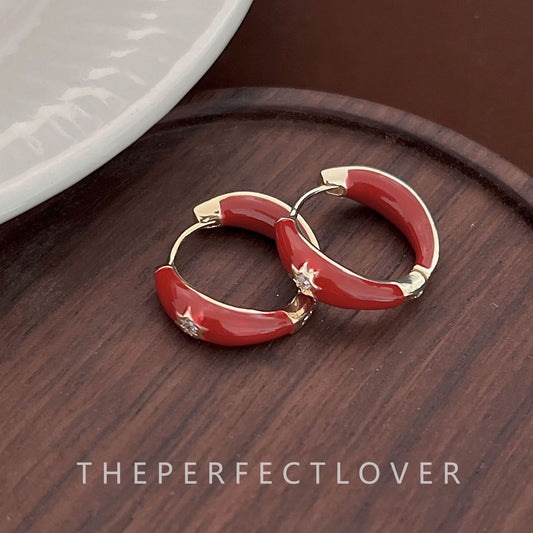 Women's Red Series Combination Elegant Geometric Enamel Craft High-grade Design Rings