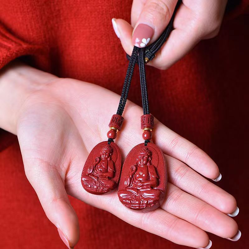 Women's & Men's Natural Cinnabar Buddha Void Tibetan Bodhisattva Pendants