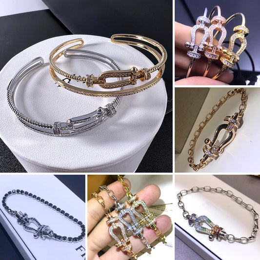 Sier Electric Gold-plated Knot Starry Sky Heart Trendy Elegant Graceful Bracelet