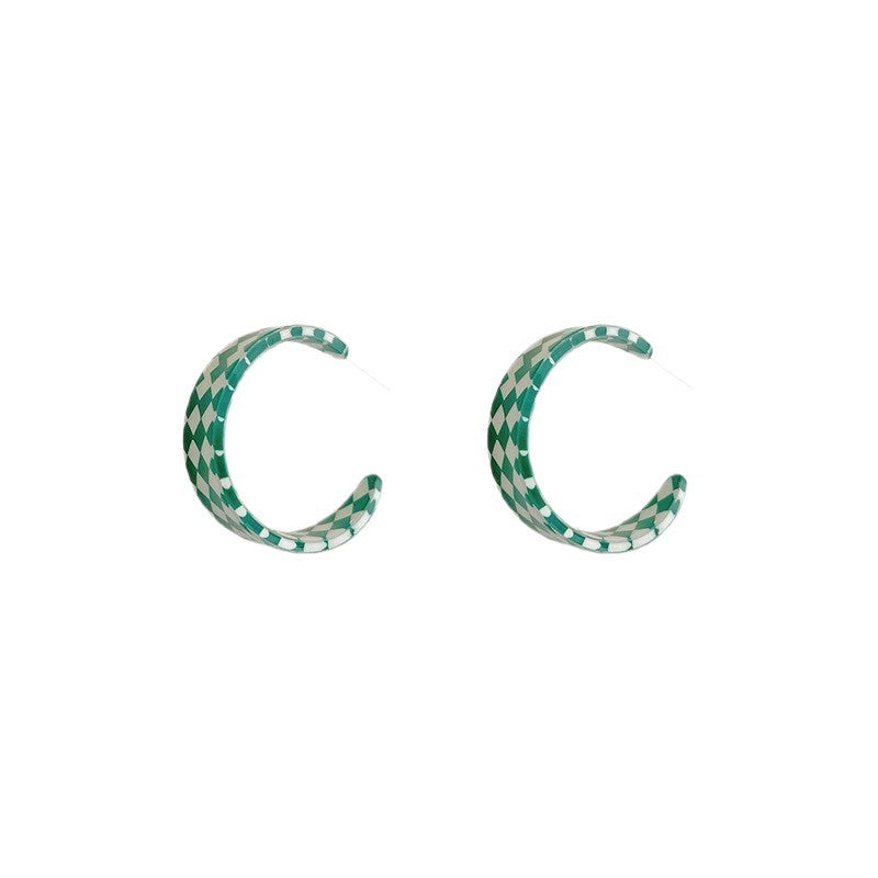 Sier Needle Optional Fresh Plaid Shaped Elegant Acrylic Rings
