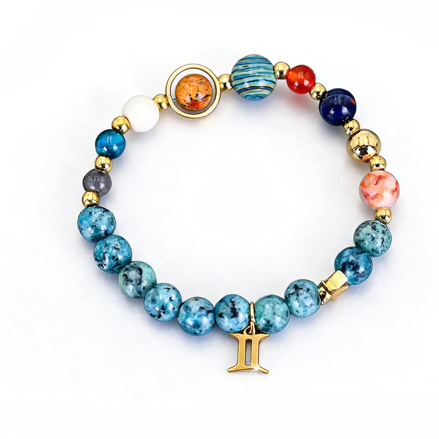 Planets Twee Constellations Natural Stone Blue Black Bracelet