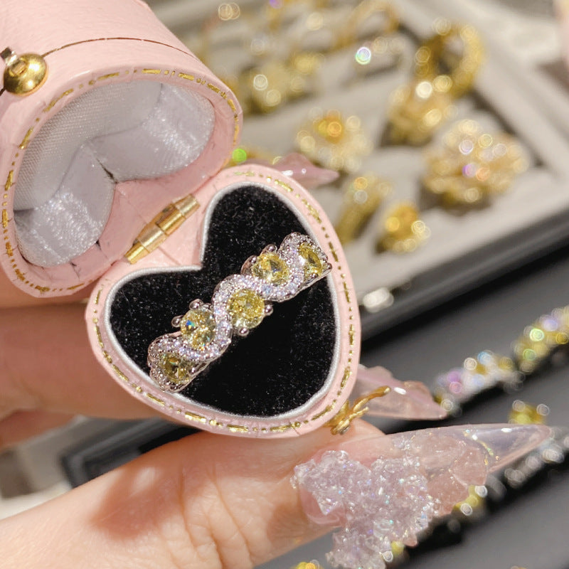 Camellia Fashion Romantic French Golden Rhinestone Gold Plated Ring