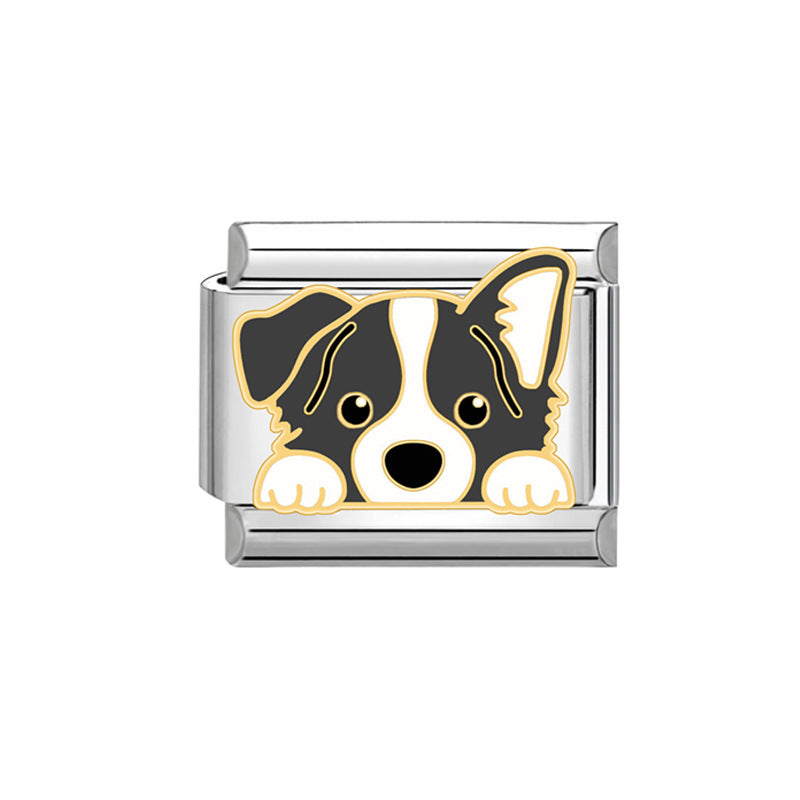 Hot Stainless Steel Italian Module Puppy Pattern Free Bracelet
