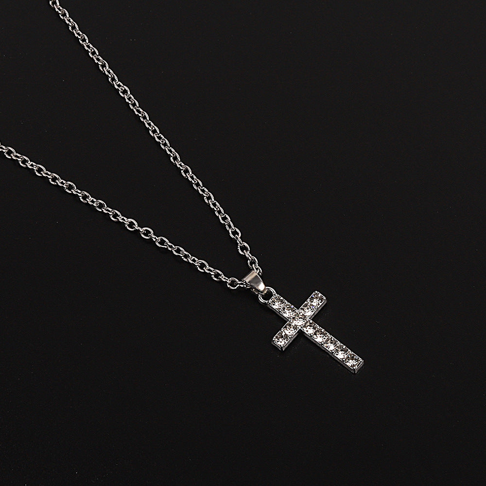 Fashion Personality Cross Diamond Snake Bones Necklace