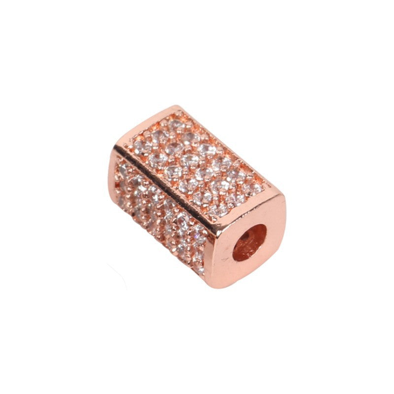 Zircon Rectangular Column Spacer Beads Brass Bracelet