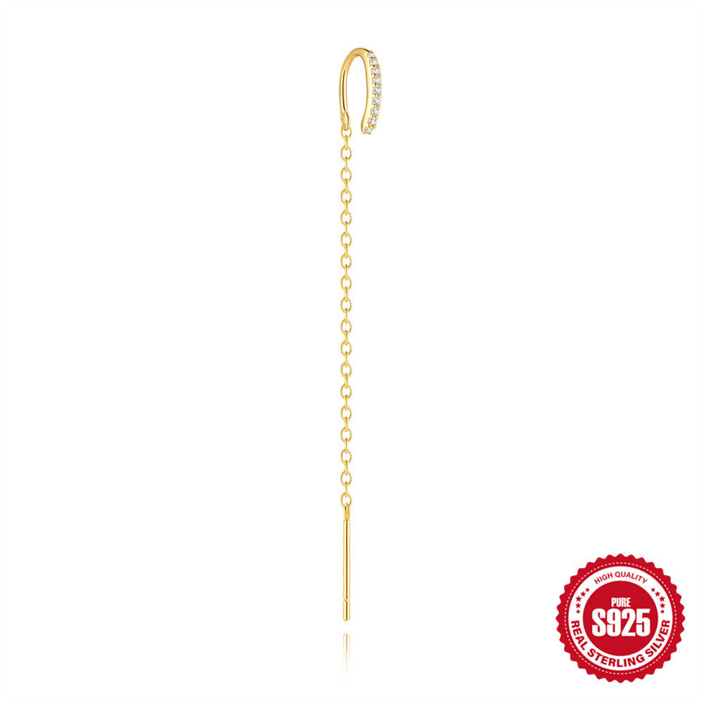 Women's Sier Classic Single Chain Tassel Korean Style Niche Design Elegant Ear Line