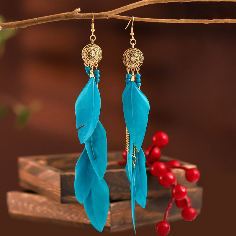 Classic Retro Tassel Feather Your Daisy Earrings