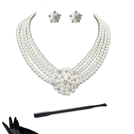 Audrey Hepburn Bride Rhinestone Big Crystal Necklaces