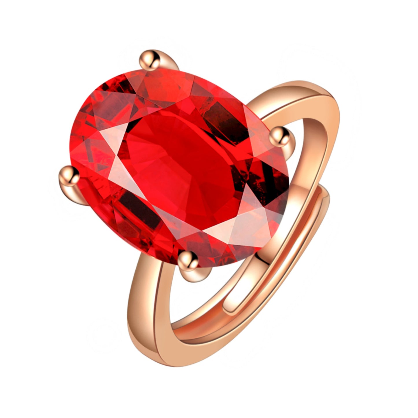 Plated Rose Gold Color Sapphire Red Open Mouth Female Fashion Rings