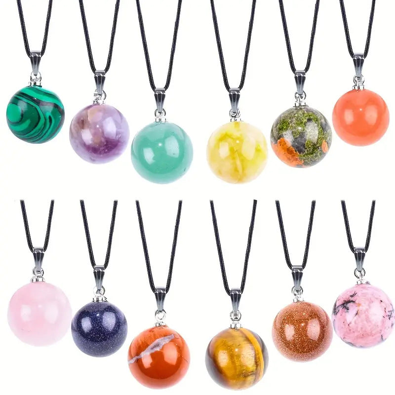 Stone Ball Punch Round Accessories Colorful Crystal Pendants