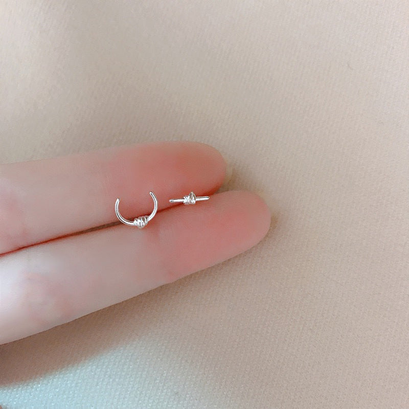 Sier For Female Fashionable Simple Small Earrings