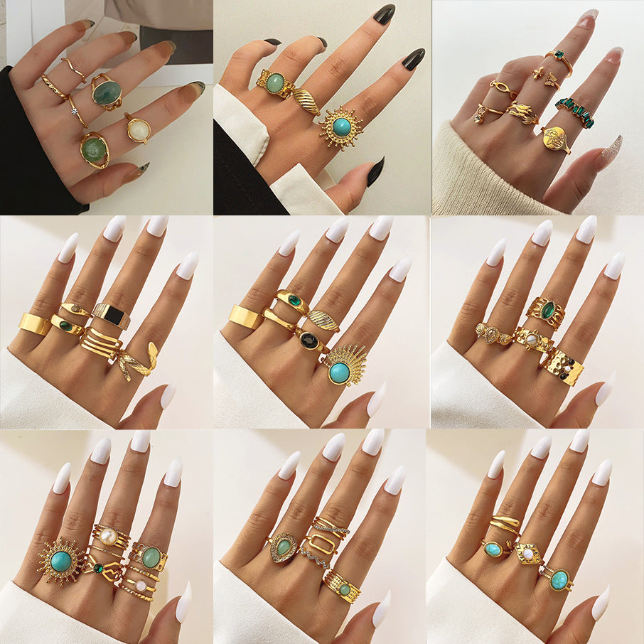 Men's High-grade Retro Emerald Niche Female French Ring