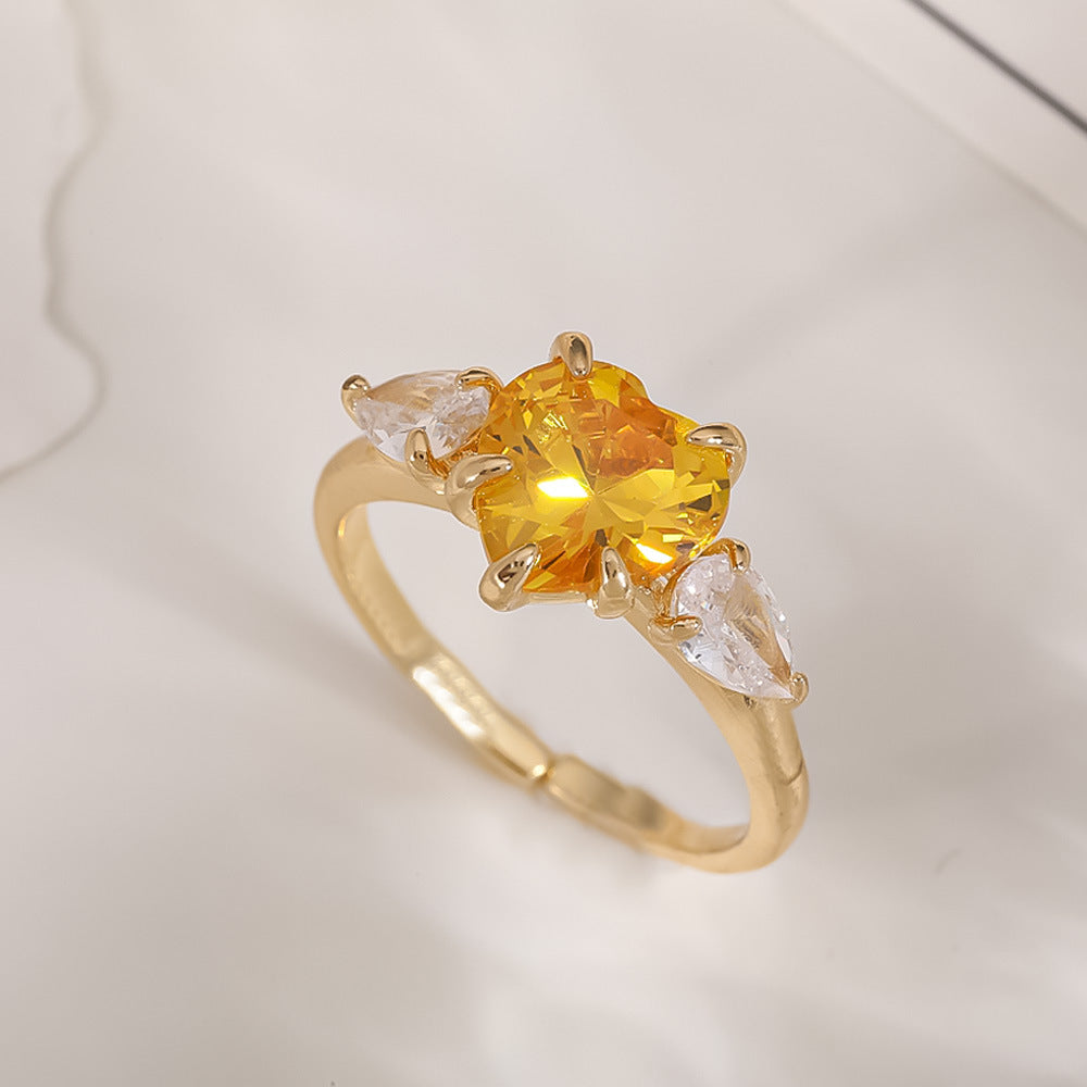 Women's Open-end Zircon Fashionable Classy Simple Cold Feeling Goddess Rings