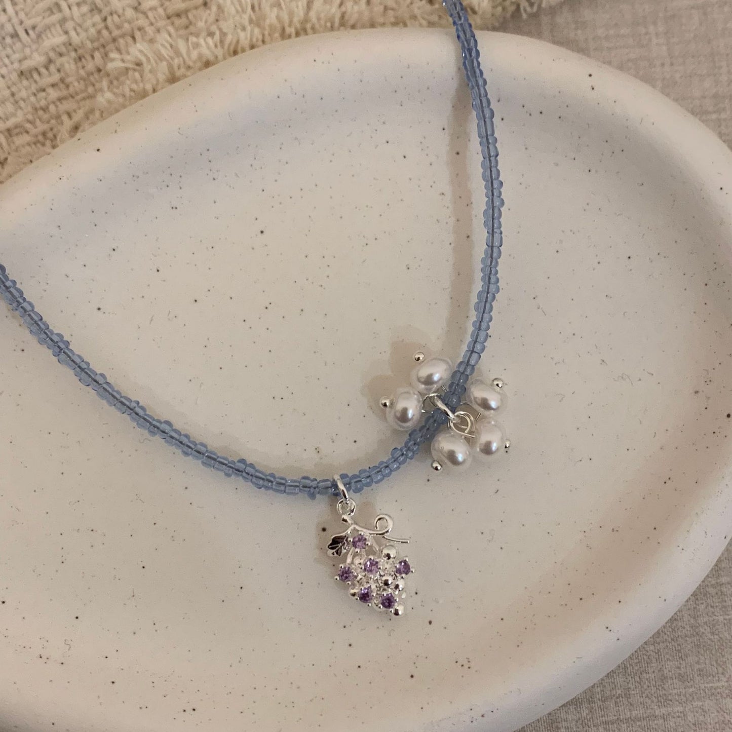 Grape Beaded Female Summer Fresh White Necklaces