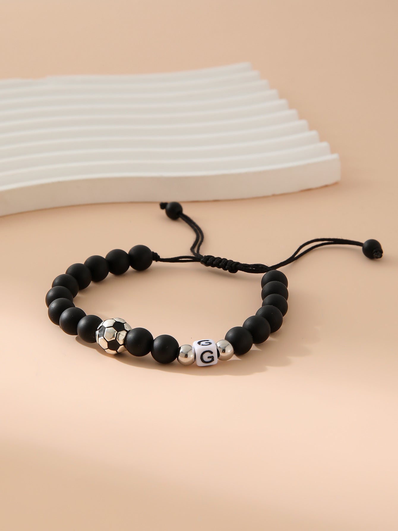 Women's & Men's Black Frosted Football Letters Adjustable For Bracelet