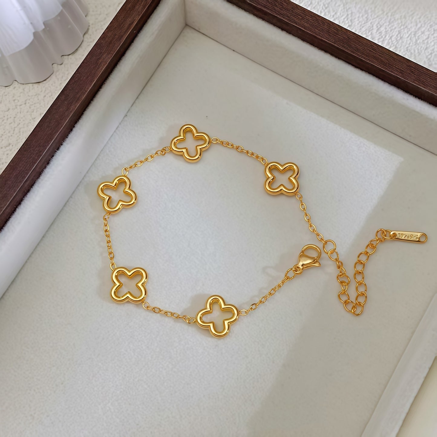 Stainless Steel Hollow Clover V-shaped Heart Affordable Luxury Bracelet