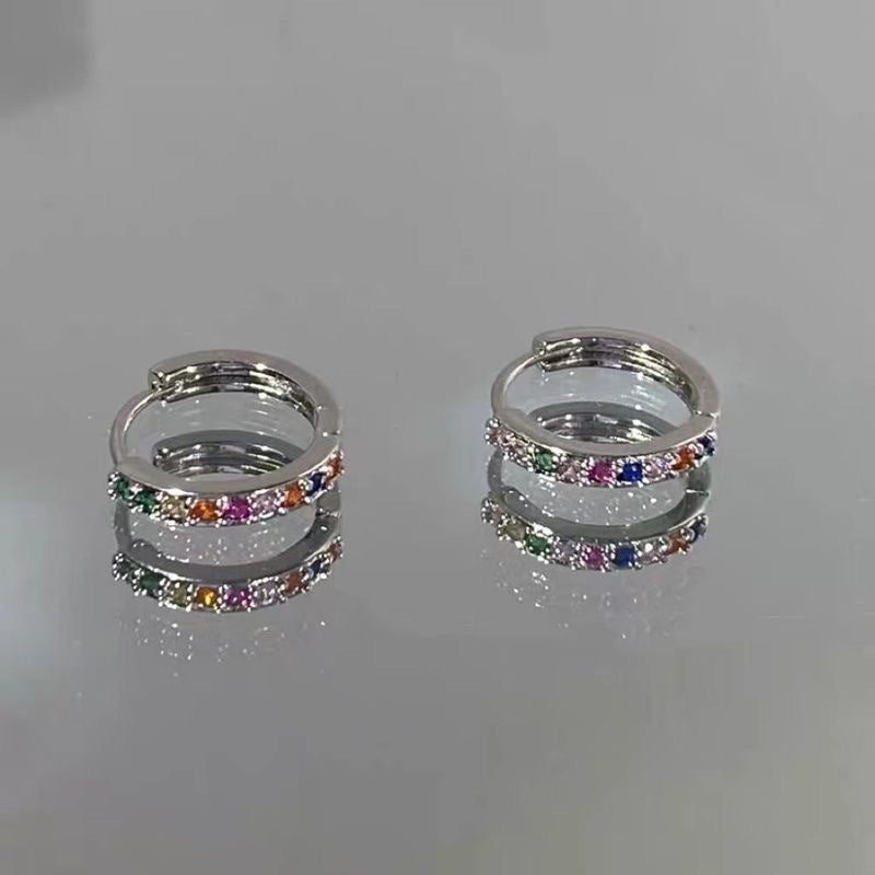 Women's Zircon Trendy Niche Design Exquisite Rainbow Bridge Clip Unique Earrings