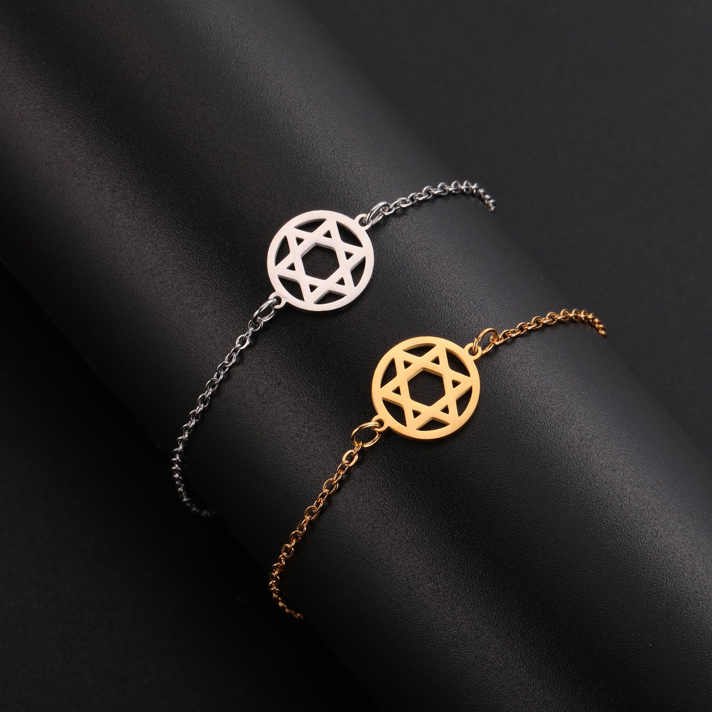 Cut Titanium Steel Hollow Six-pointed Star Bracelets