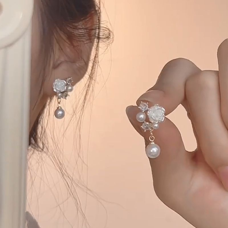 Camellia Sterling Sier Without Pierced Retro Flower French Style Temperament Rings