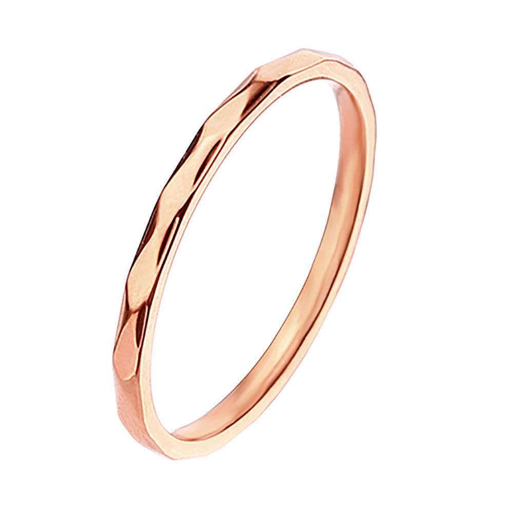 Design Sense Minority Simple Stainless Steel Wheat Rhombus Batch Flower Rings