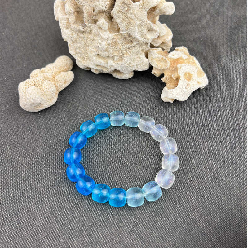 Jade Glass Pliable Temperament Gradient Pink Version Hand Toy Buddha Bracelet