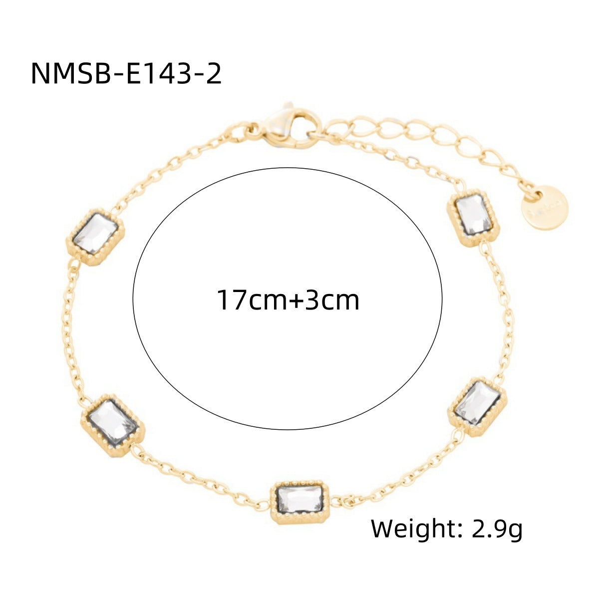 Square Colorful Crystals Titanium Steel Female Affordable Luxury Fashion Bracelet