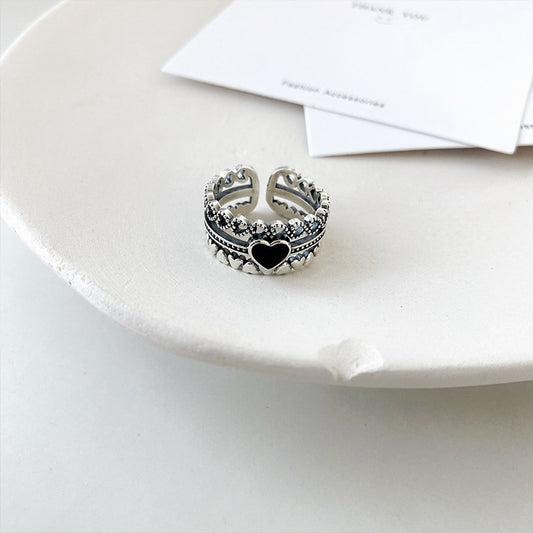 Women's Gate Black Heart Shape Index Finger Rings