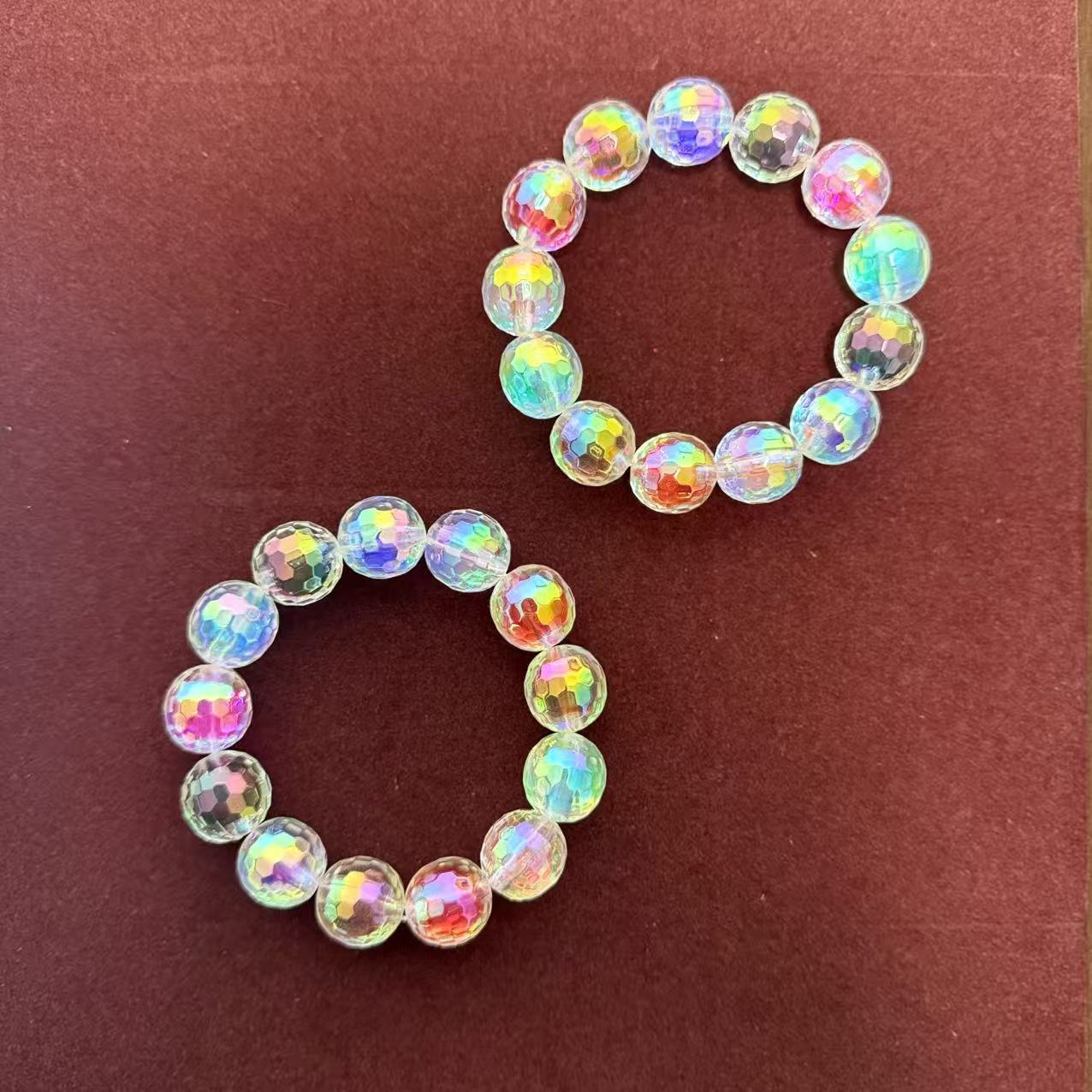 Polygon Cut Surface Acrylic Beads Inner Color Crystal Beaded Live Bracelet