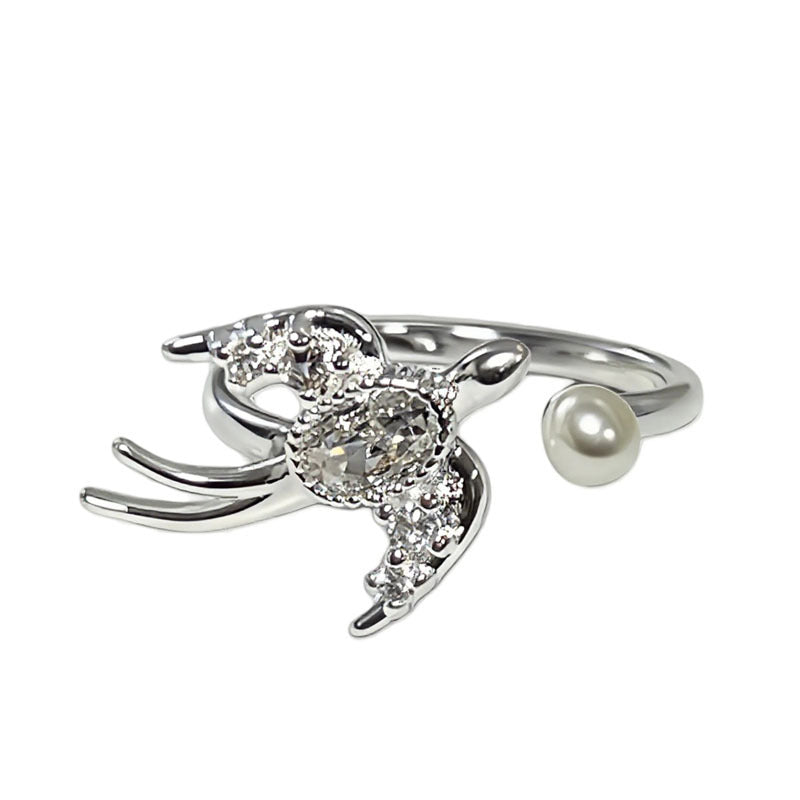 Light Luxury Sier Diamond Pieces Butterfly Mix Match Ring