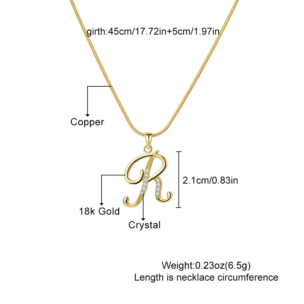 Simple Copper Inlaid Zircon Snake Chain Gold Advanced Necklaces