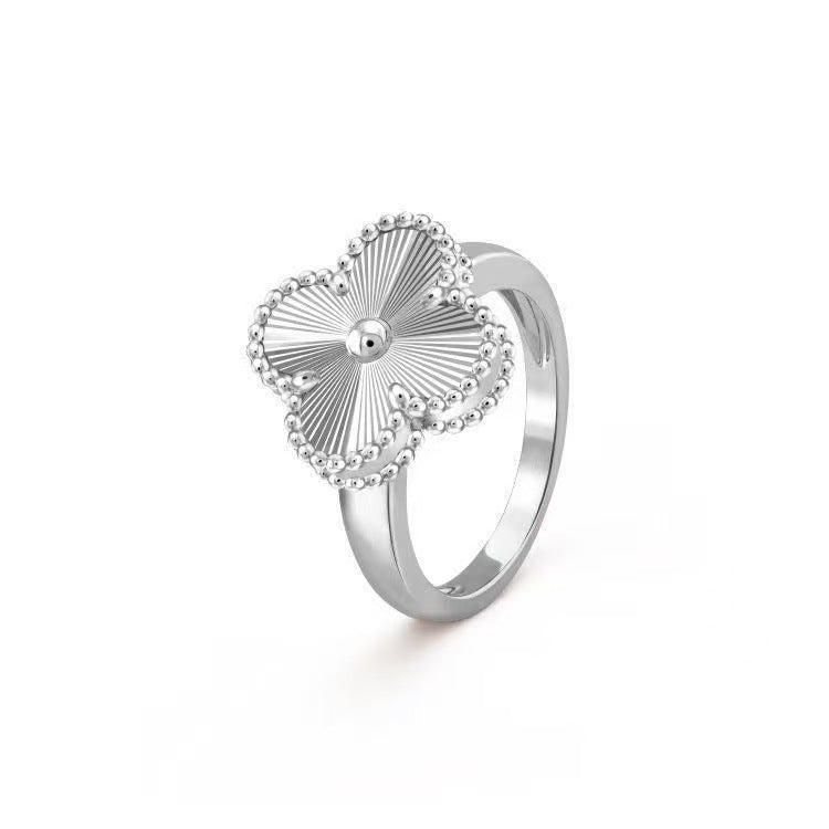 Gold High Version November's Clover Rose Natural Fritillary Full Diamond Rings