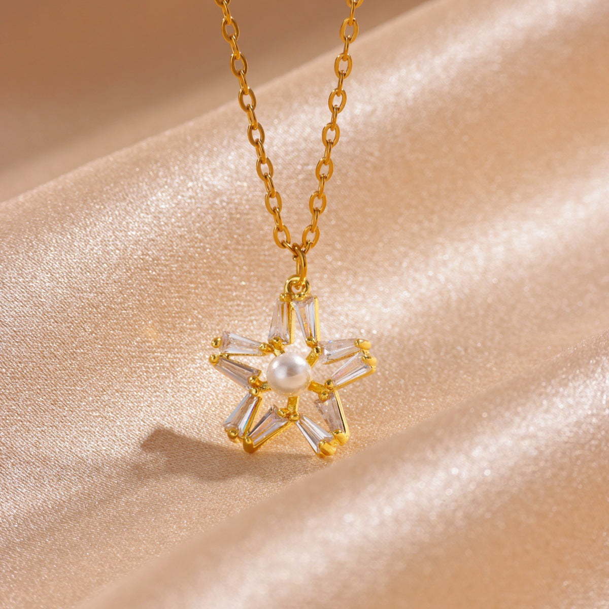 Star Moon Gold-plated Stainless Steel Chain Necklaces