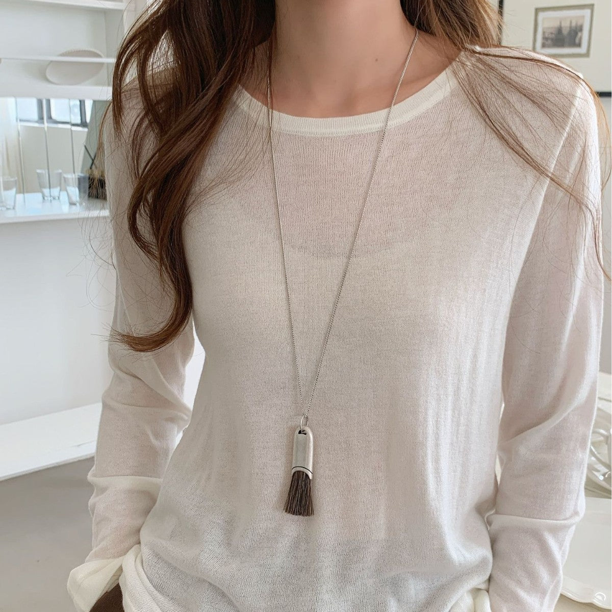 Horse Mane Brush Long Temperamental Tassels Necklaces