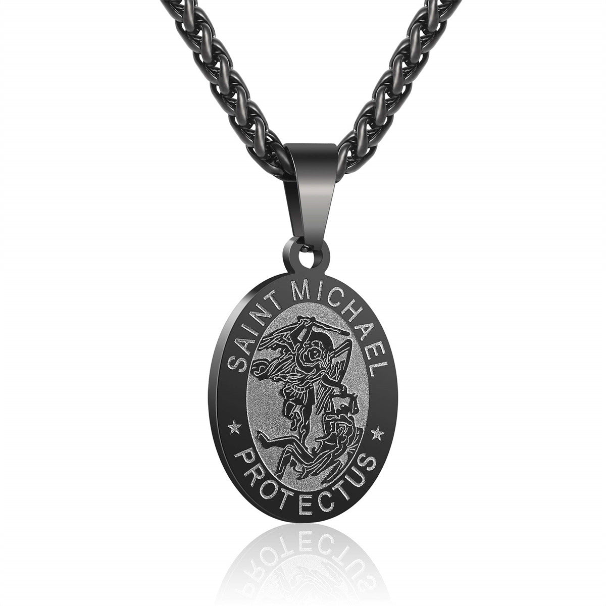 Women's & Men's Double-sided Portrait Medal Cross Stainless Steel Necklaces
