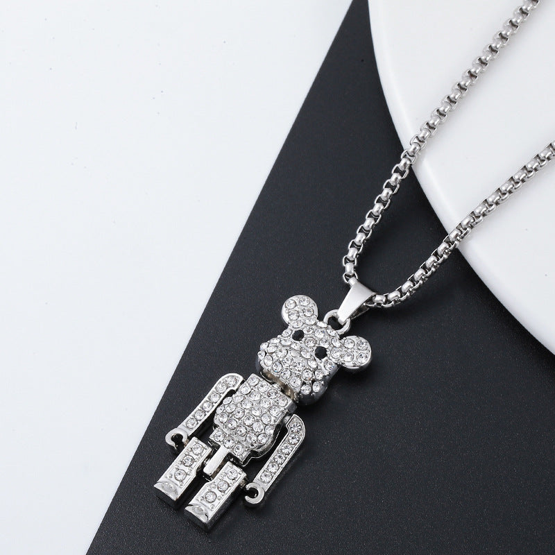 Full Diamond Violent Bear Long Female Simple Personality Necklaces