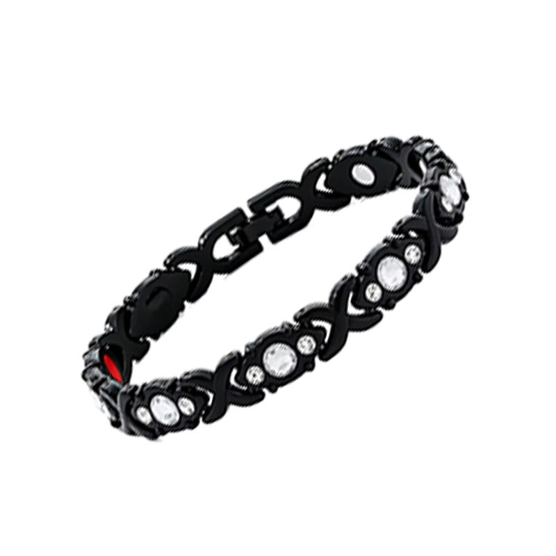 Women's Fashion Detachable Cross Magnet Diamond Metal Bracelets