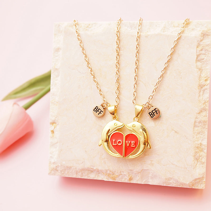 Stitching Love Dolphin Couple Magnetic Alloy For Valentine's Necklace