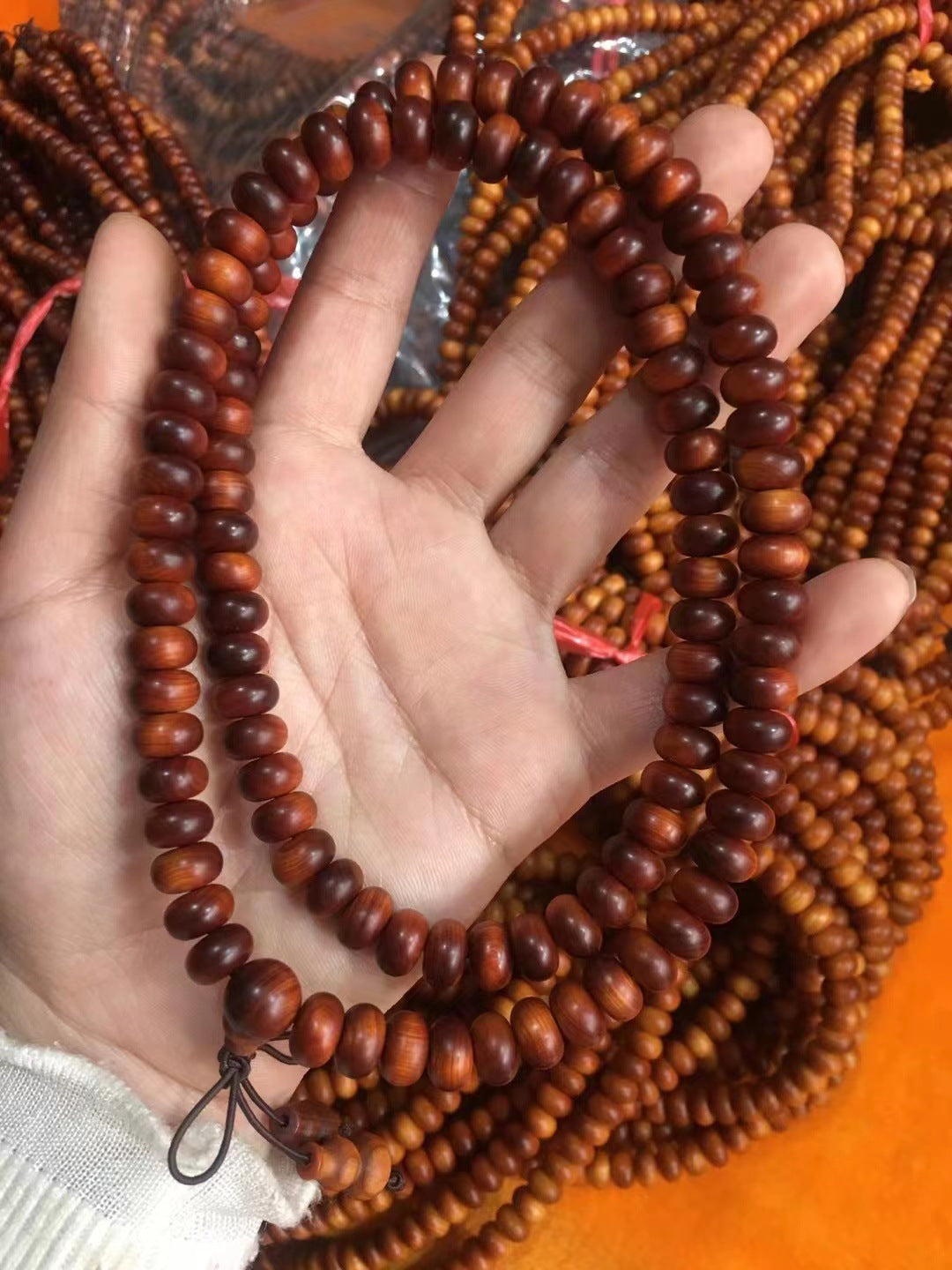 Black Oil High Density Wooden Prayer Beads Gentiana Pattern Bracelet