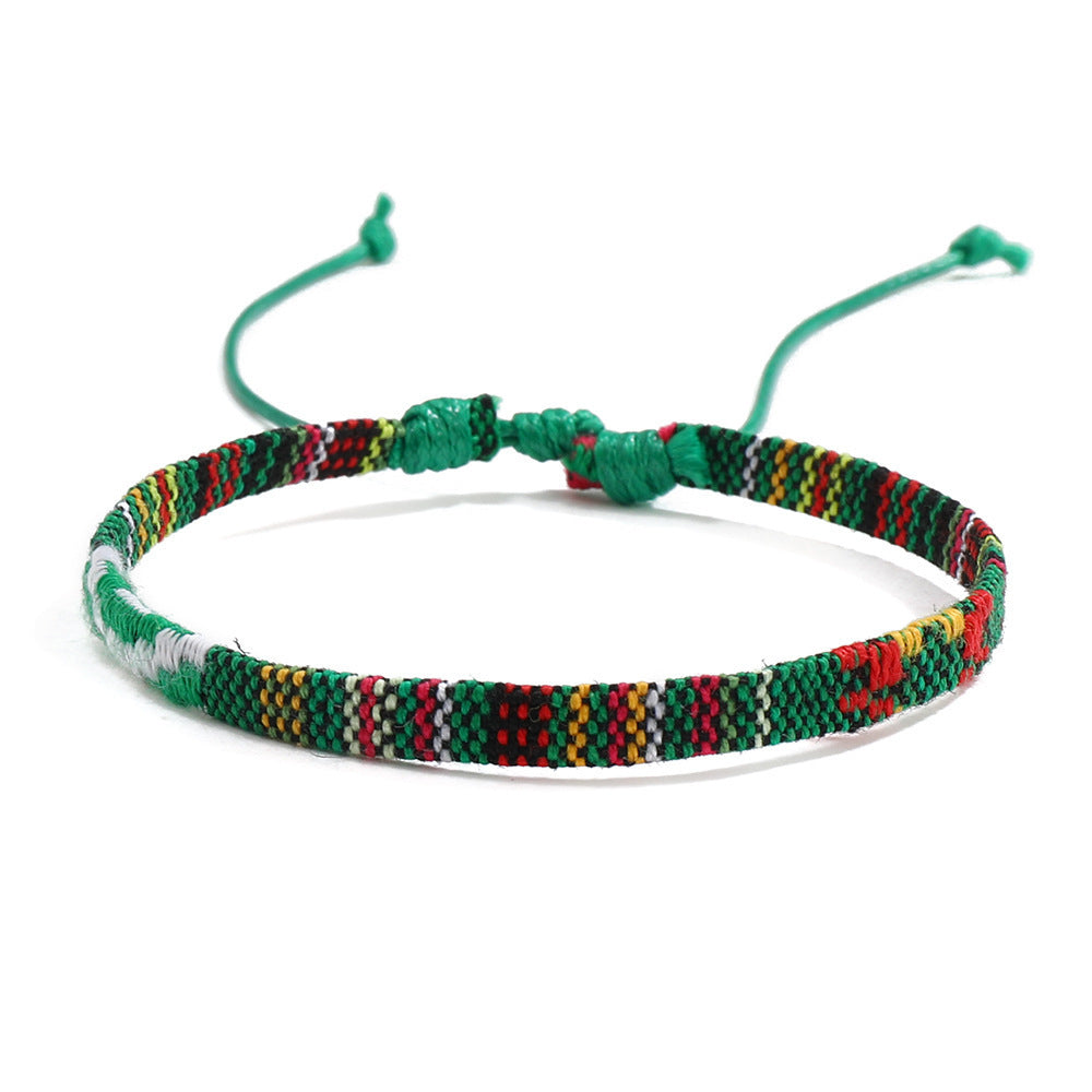 Colorful Bohemian Style Cotton Linen Fabric Woven Simple Carrying Bracelet