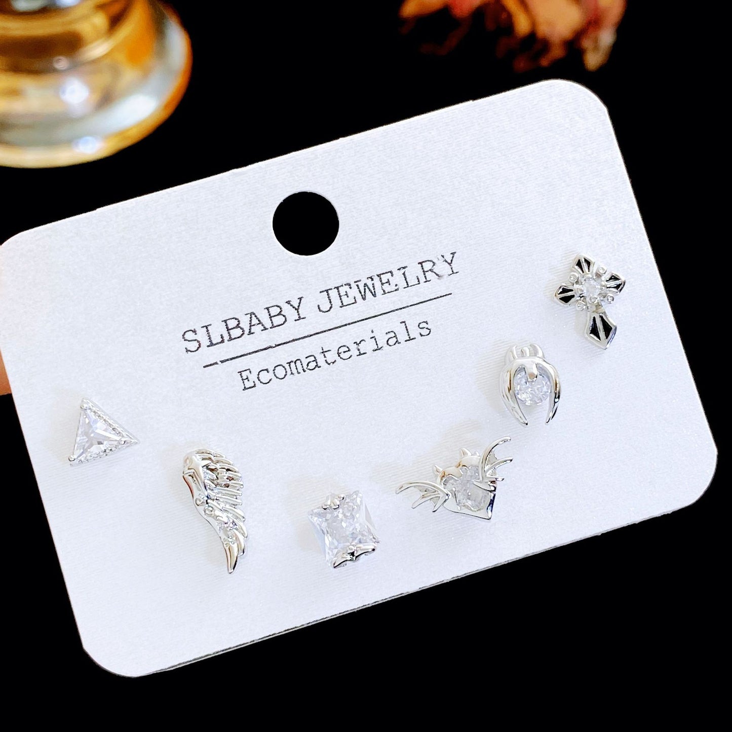 Women's Needle Simple Series Three Pairs Storage Ear Rings