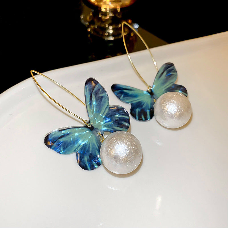 Women's Pearl Flower Fashionable High-grade French Entry Earrings