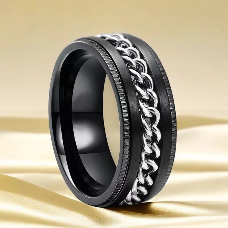 Men's Stainless Steel Fashionable Rotating Decompression Titanium Niche Ring
