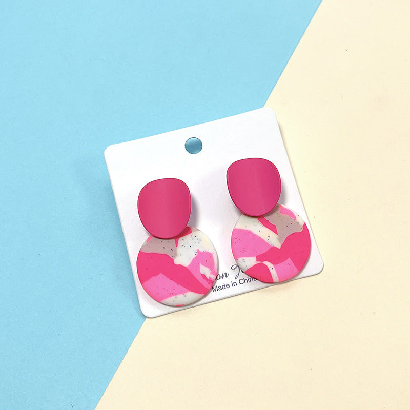 Women's Polymer Clay Small Cute Geometric Pattern Earrings