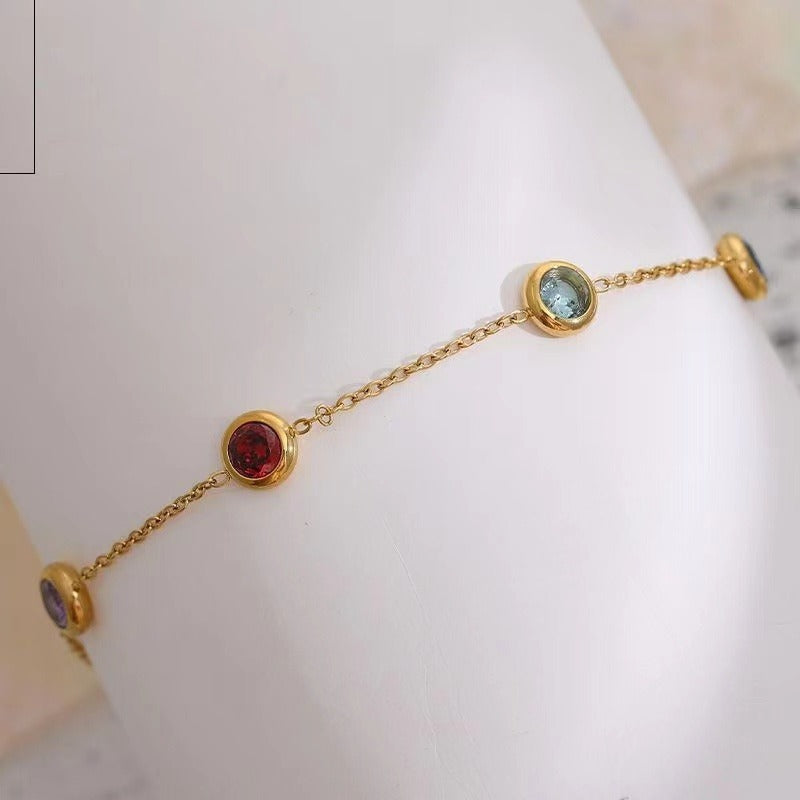 Women's Colorful Titanium Steel Exquisite Thin Chain Gold Gift Niche Bracelet