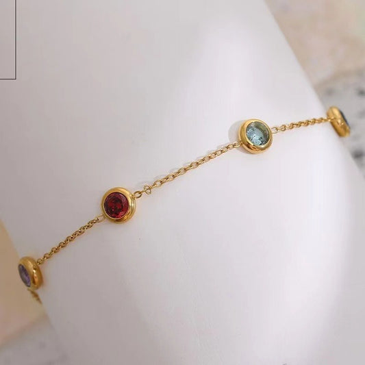 Women's Colorful Titanium Steel Exquisite Thin Chain Gold Gift Niche Bracelet